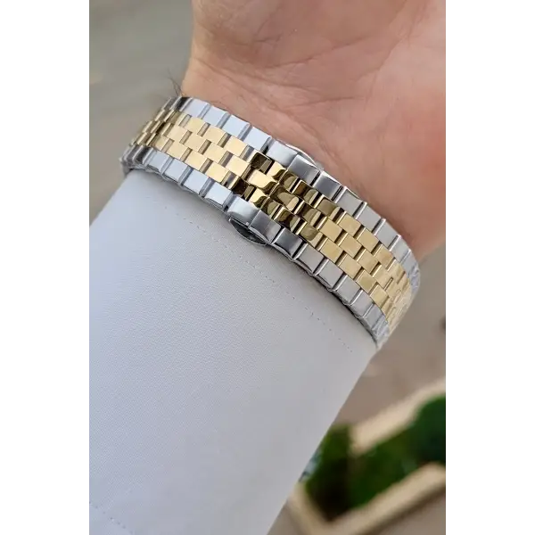 Kadranı Yeşil Kordonu Gold Gümüş Renk 40 mm Renk Atmaz Oksitlenmez Çelik Erkek Kol Saati