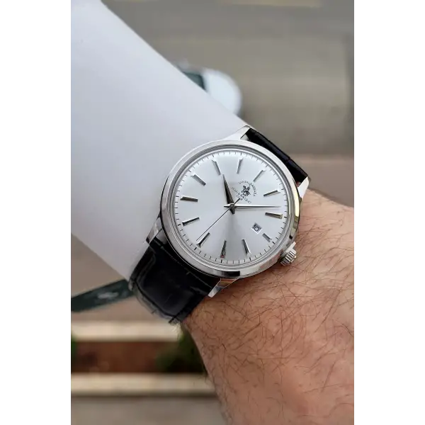 Kasası Gümüş Kordonu Siyah Renk 40,5 mm Renk Atmaz Oksitlenmez Çelik Kasa Erkek Kol Saati