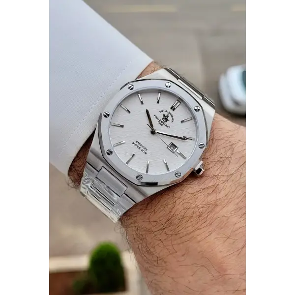 Gümüş Renk 41 mm Renk Atmaz Oksitlenmez Çelik Erkek Kol Saati