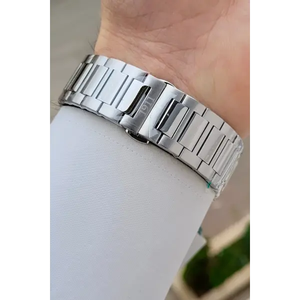 Gümüş Renk 41 mm Renk Atmaz Oksitlenmez Çelik Erkek Kol Saati