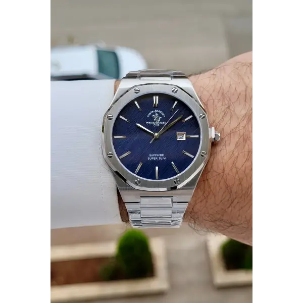 Kadranı Lacivert Kordonu Gümüş Renk 41 mm Renk Atmaz Oksitlenmez Çelik Erkek Kol Saati
