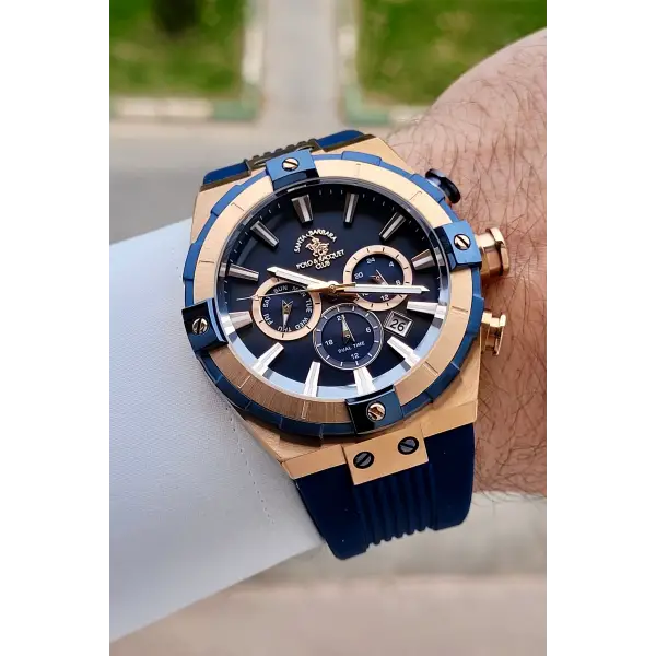 Kasası Rose Kordonu Lacivert Renk 45 mm Renk Atmaz Çelik Kasa Erkek Kol Saati