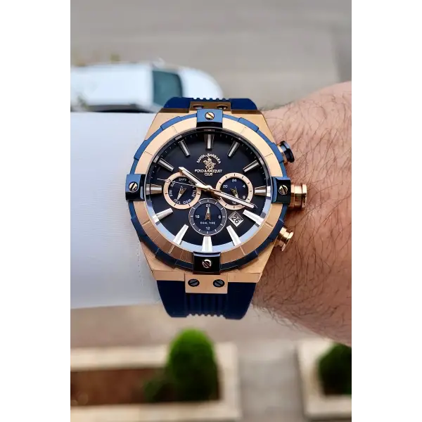 Kasası Rose Kordonu Lacivert Renk 45 mm Renk Atmaz Çelik Kasa Erkek Kol Saati