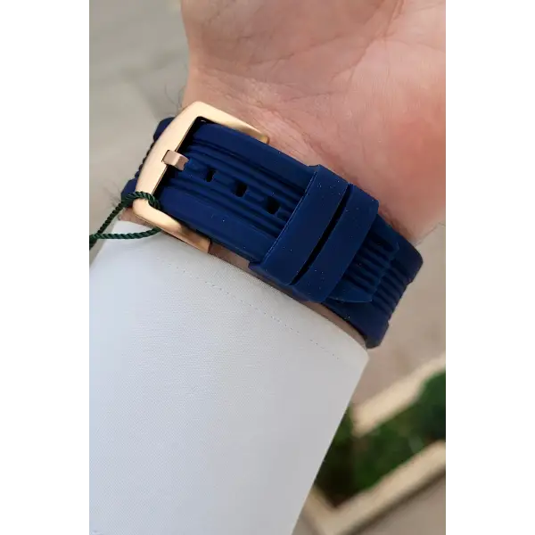 Kasası Rose Kordonu Lacivert Renk 45 mm Renk Atmaz Çelik Kasa Erkek Kol Saati