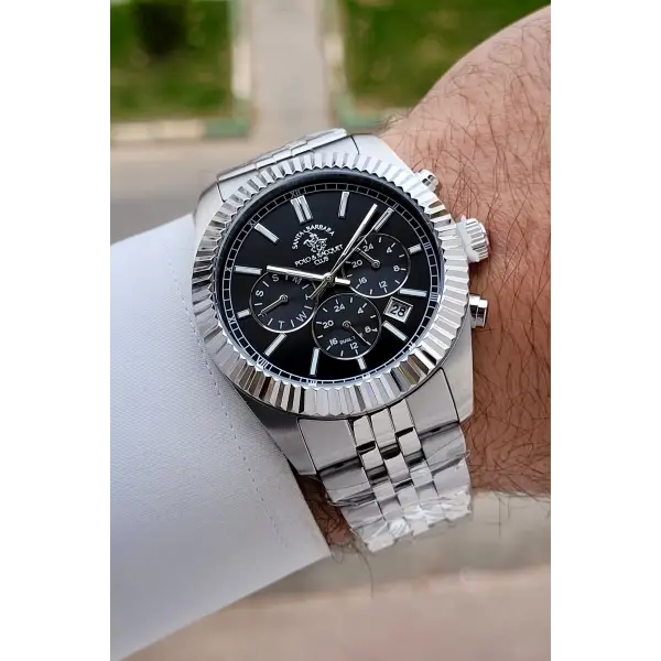 Kadranı Siyah Kordonu Gümüş Renk 41 mm Renk Atmaz Oksitlenmez Çelik Erkek Kol Saati