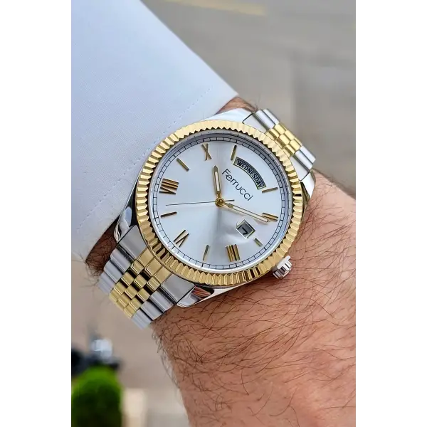 Gold Gümüş Renk 41 mm İç Göstergeleri Aktif Erkek Kol Saati