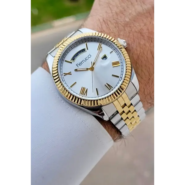 Gold Gümüş Renk 41 mm İç Göstergeleri Aktif Erkek Kol Saati