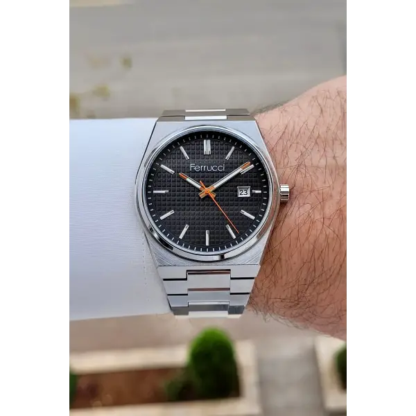 Kadranı Siyah Kordonu Gümüş Renk 40 mm İç Göstergeleri Aktif Erkek Kol Saati