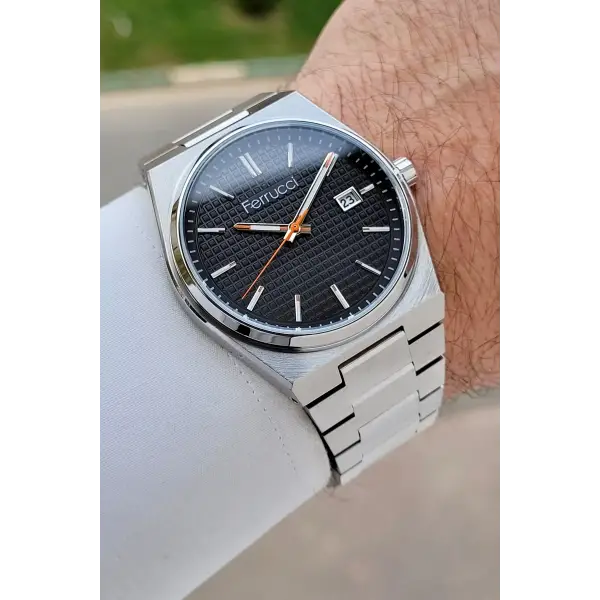 Kadranı Siyah Kordonu Gümüş Renk 40 mm İç Göstergeleri Aktif Erkek Kol Saati