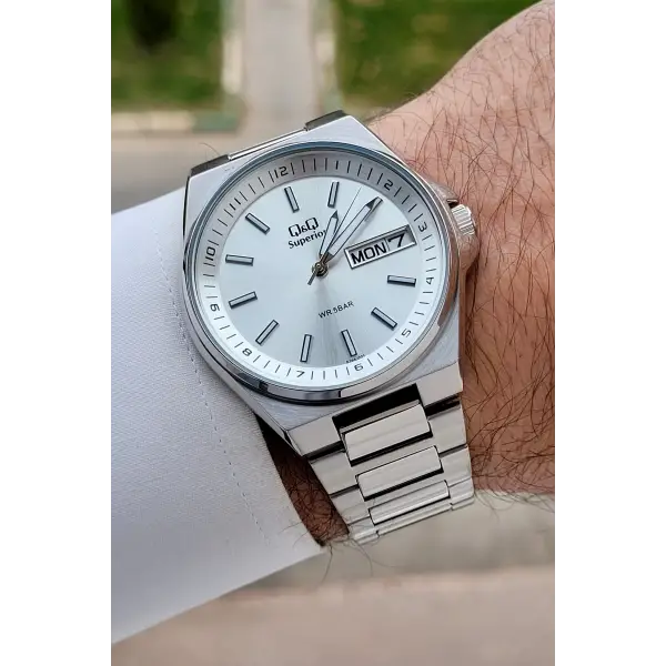 Gümüş Renk 40 mm İç Göstergeleri Aktif Paslanmaz Çelik Erkek Kol Saati