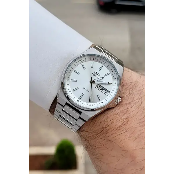 Gümüş Renk 40 mm İç Göstergeleri Aktif Paslanmaz Çelik Erkek Kol Saati