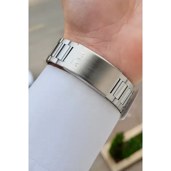 Gümüş Renk 40 mm İç Göstergeleri Aktif Paslanmaz Çelik Erkek Kol Saati