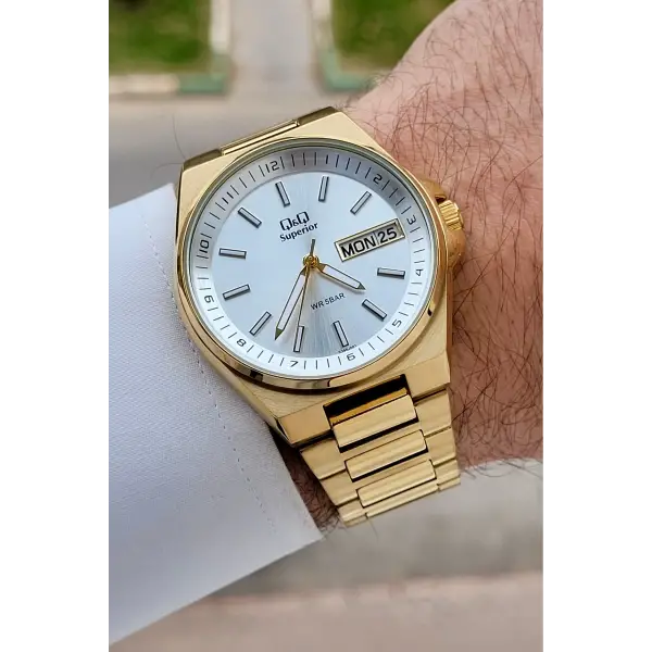 Gold Renk 40 mm İç Göstergeleri Aktif Paslanmaz Çelik Erkek Kol Saati