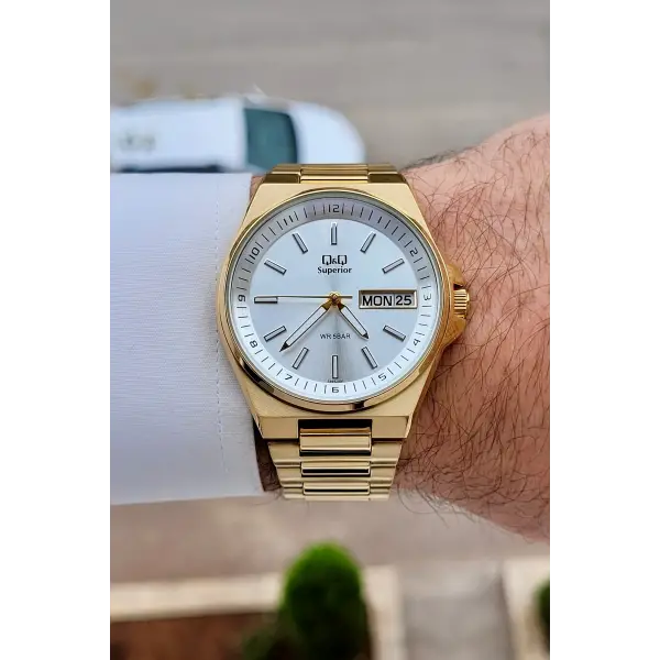 Gold Renk 40 mm İç Göstergeleri Aktif Paslanmaz Çelik Erkek Kol Saati