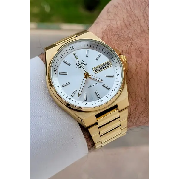 Gold Renk 40 mm İç Göstergeleri Aktif Paslanmaz Çelik Erkek Kol Saati