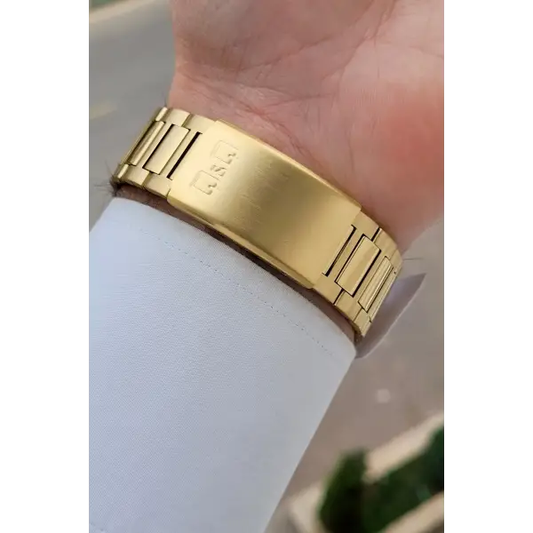 Gold Renk 40 mm İç Göstergeleri Aktif Paslanmaz Çelik Erkek Kol Saati