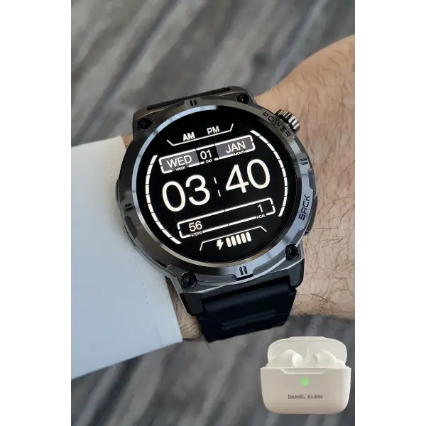 Siyah Renk Akıllı Saat ve Bluetooth Kulaklık