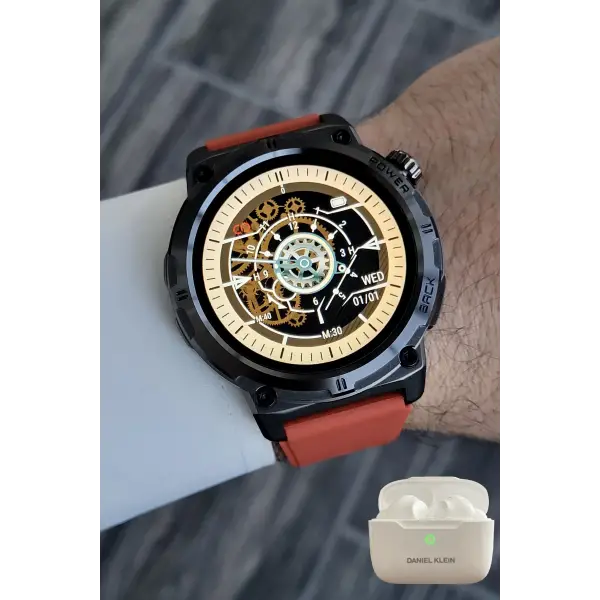 Kiremit Renk Android/ios Uyumlu Akıllı Saat ve Bluetooth Kulaklık