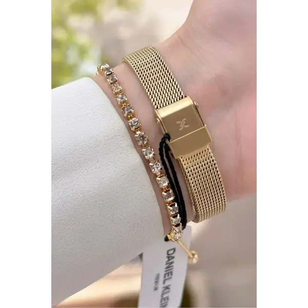 Hasır Kordon Kadın Kol Saati Ve Hediye Bileklik