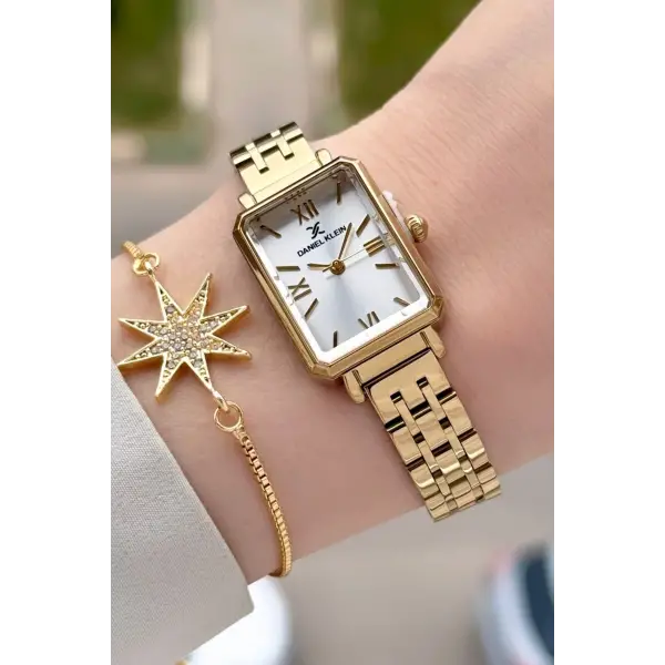 Gold Renk Kadın Kol Saati Ve Bileklik