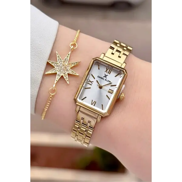 Gold Renk Kadın Kol Saati Ve Bileklik