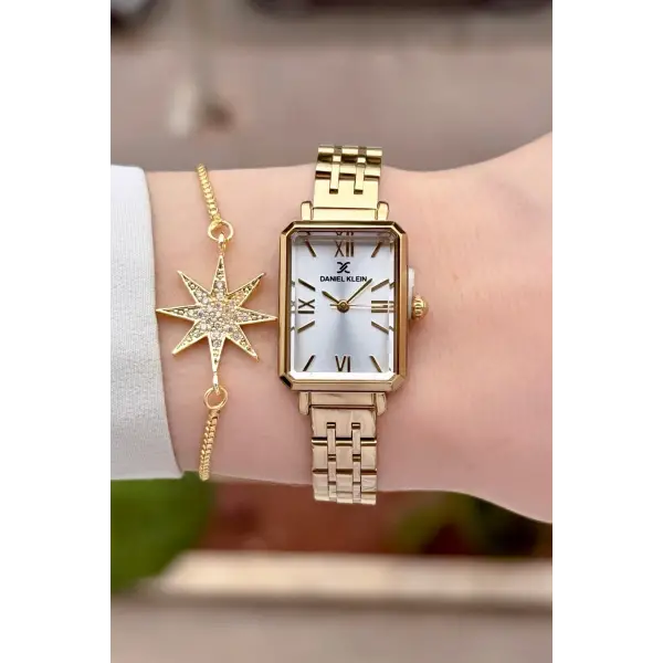 Gold Renk Kadın Kol Saati Ve Bileklik