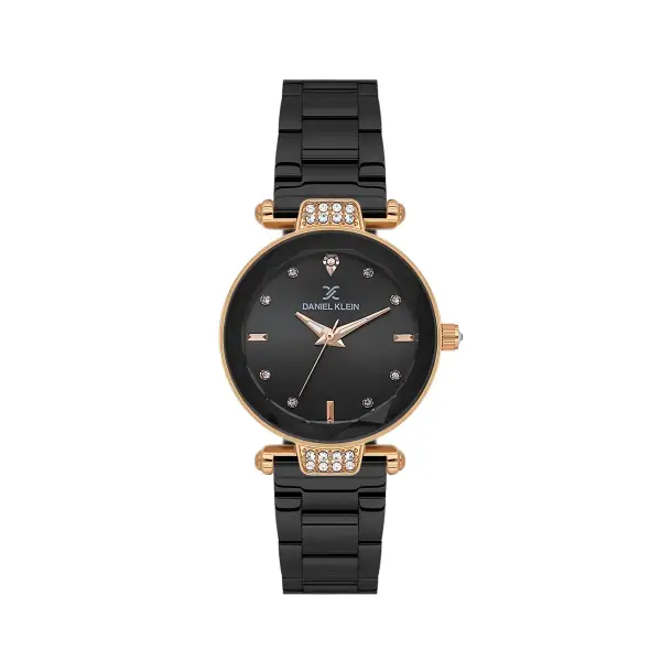 Kasası Rosse Kordonu Siyah Renk 32 Mm Kadın Kol Saati ve Hediye Bileklik