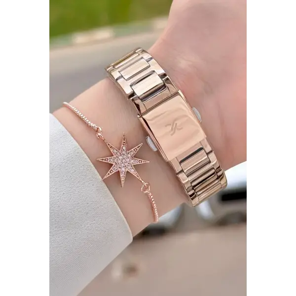Rose Renk 34 mm Kadın Kol Saati ve Bileklik
