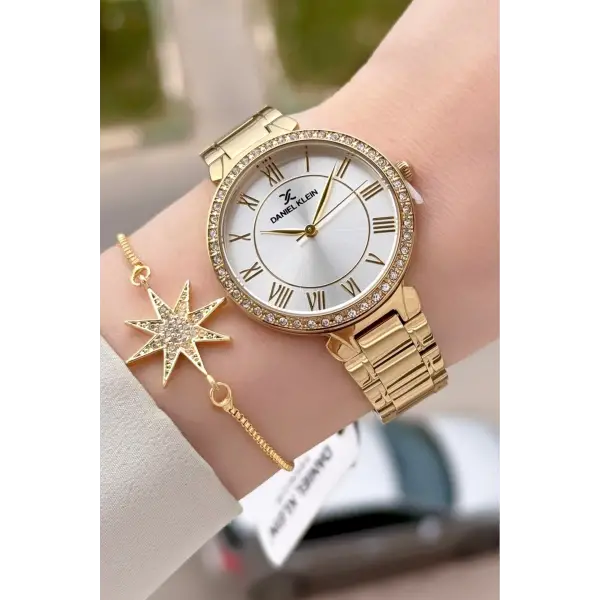 Gold Renk Kadın Kol Saati Bileklik