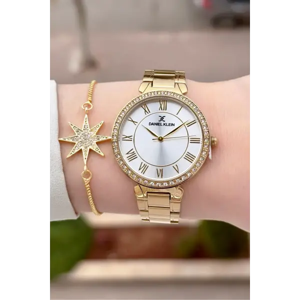 Gold Renk Kadın Kol Saati Bileklik