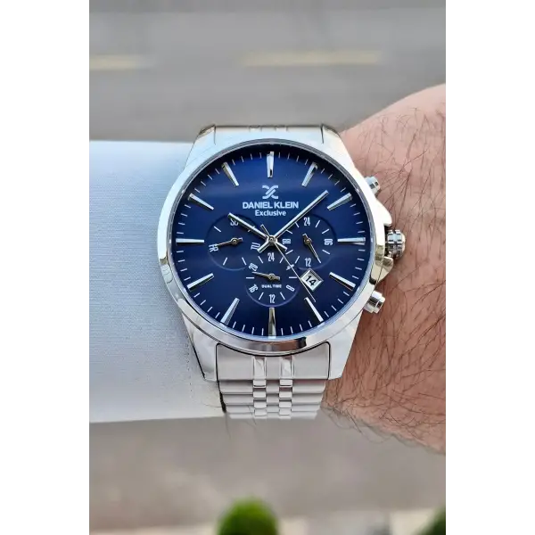 Kadranı Lacivert Kordonu Gümüş Renk Göstergeleri Aktif Fonksiyonlu Hediye Paketli Erkek Kol Saati