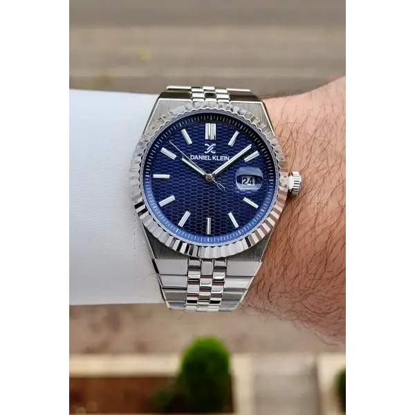 Kadranı Lacivert Kordonu Gümüş Renk 5 ATM Hediye Paketli 41 mm Erkek Kol Saati