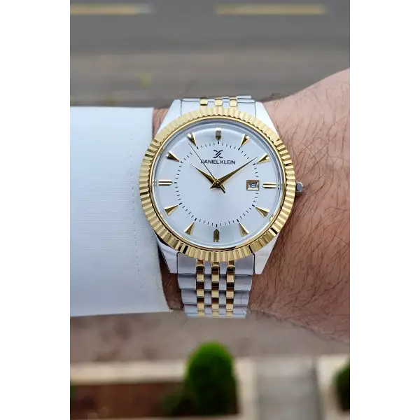 Gold Gümüş Renk Hediye Paketli 41 mm Erkek Kol Saati