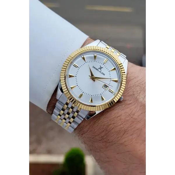 Gold Gümüş Renk Hediye Paketli 41 mm Erkek Kol Saati