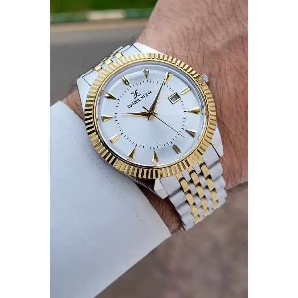 Gold Gümüş Renk Hediye Paketli 41 mm Erkek Kol Saati