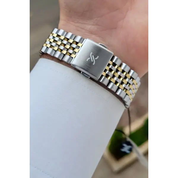 Gold Gümüş Renk Hediye Paketli 41 mm Erkek Kol Saati