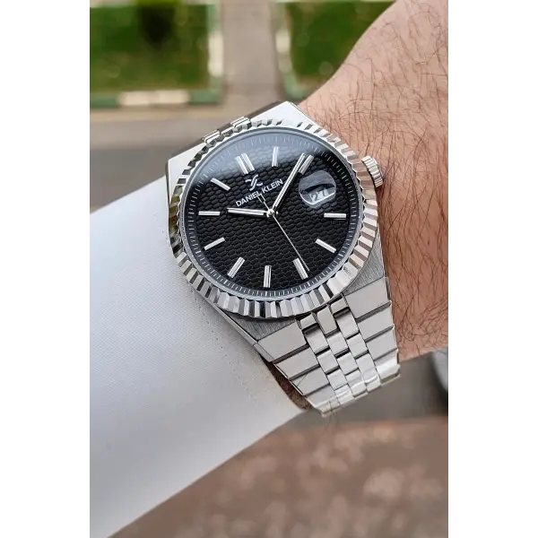 Kadranı Siyah Kordonu Gümüş Renk 5 ATM Hediye Paketli 41 mm Erkek Kol Saati