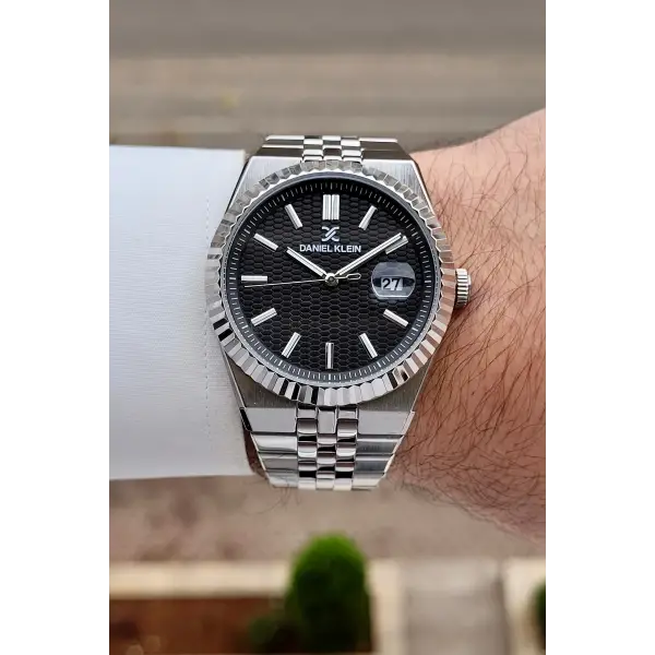 Kadranı Siyah Kordonu Gümüş Renk 5 ATM Hediye Paketli 41 mm Erkek Kol Saati