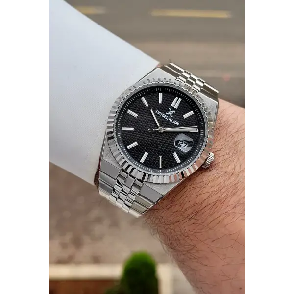 Kadranı Siyah Kordonu Gümüş Renk 5 ATM Hediye Paketli 41 mm Erkek Kol Saati