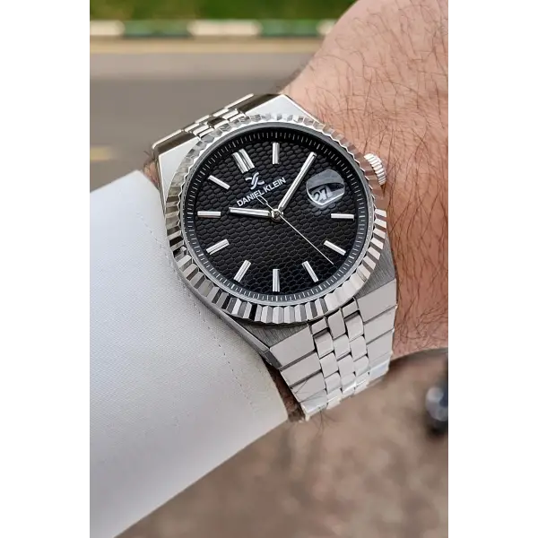 Kadranı Siyah Kordonu Gümüş Renk 5 ATM Hediye Paketli 41 mm Erkek Kol Saati