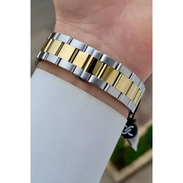 Gold Gümüş Renk 5 ATM Hediye Paketli 42 mm Erkek Kol Saati