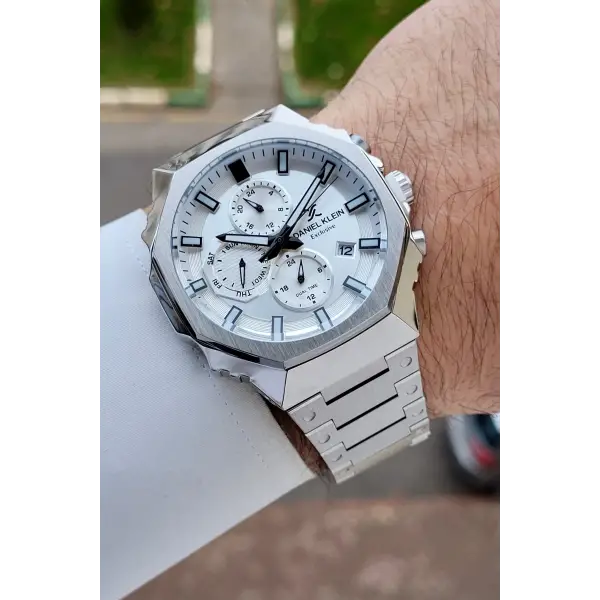 Gümüş Renk Hediye Paketli 45 mm Erkek Kol Saati