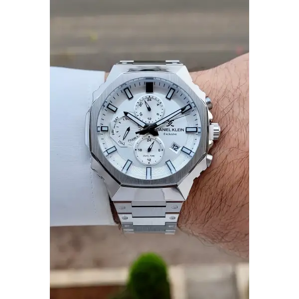 Gümüş Renk Hediye Paketli 45 mm Erkek Kol Saati