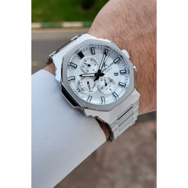 Gümüş Renk Hediye Paketli 45 mm Erkek Kol Saati