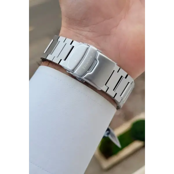 Gümüş Renk Hediye Paketli 45 mm Erkek Kol Saati