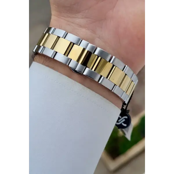 Kadranı Yeşil Kordonu Gold Gümüş Renk 5 ATM Hediye Paketli 42 mm Erkek Kol Saati