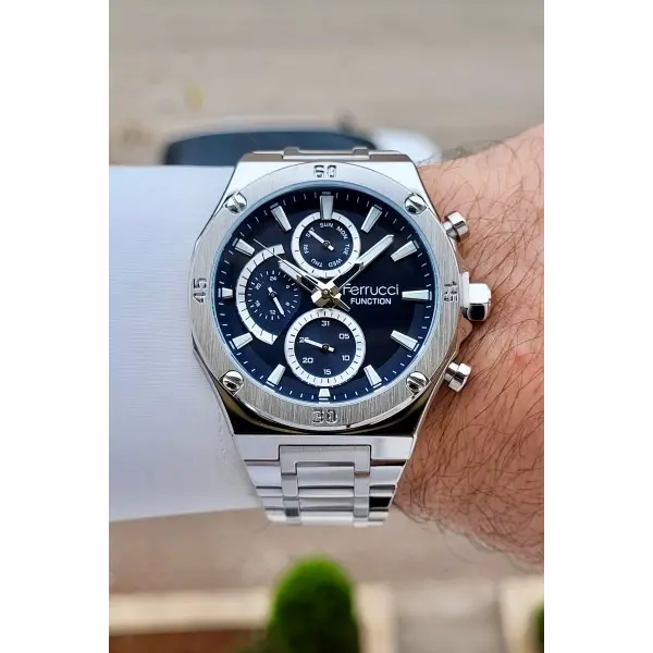 Kadranı Lacivert Kordonu Gümüş Renk 42 mm İç Göstergeleri Aktif Erkek Kol Saati