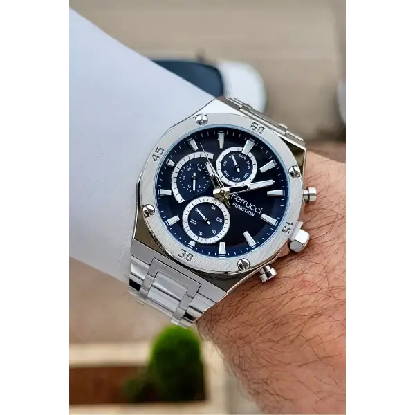 Kadranı Lacivert Kordonu Gümüş Renk 42 mm İç Göstergeleri Aktif Erkek Kol Saati