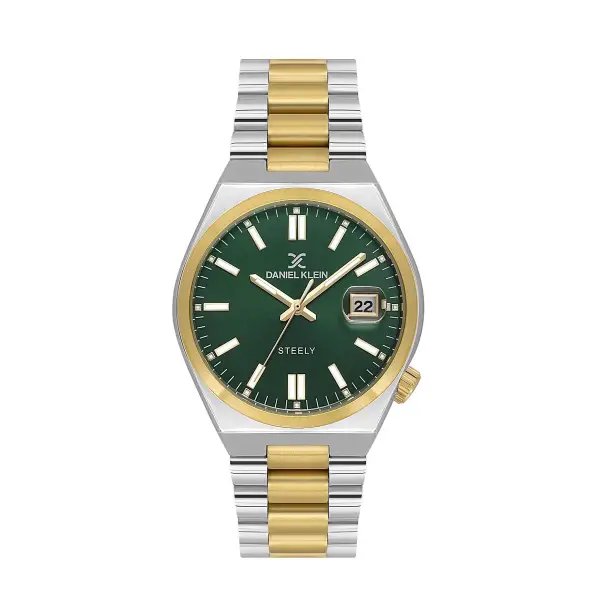 Kadranı Yeşil Kordonu Gold Gümüş Renk 40 mm Çelik Metaryel Erkek Kol Saati