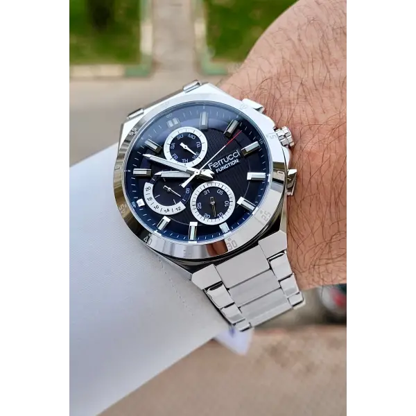 Kadranı Lacivert Kordonu Gümüş Renk 42 mm İç Göstergeleri Aktif Erkek Kol Saati